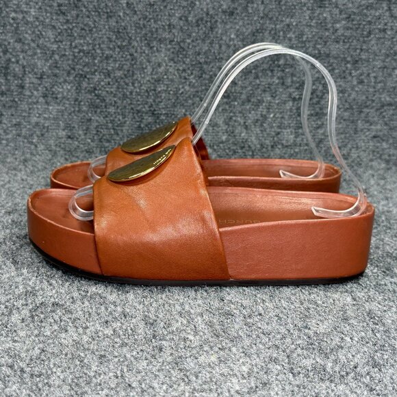 Tory Burch Patos Slide Sandals Women's Size 8.5 Brown Leather Summer Beach Pool - Picture 5 of 12